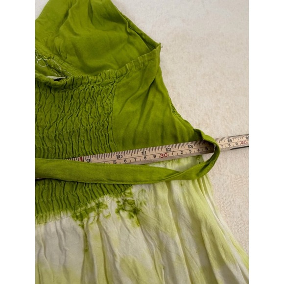 Advance Apparel Green Boho Halter Dress Tie Dye Embroidered Free Size - Picture 8 of 8